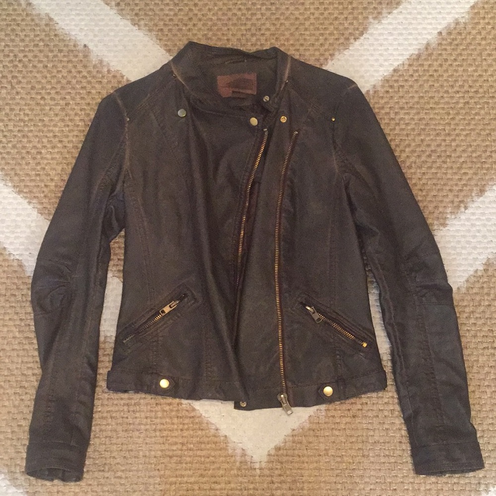 Brown Faux Leather Jacket